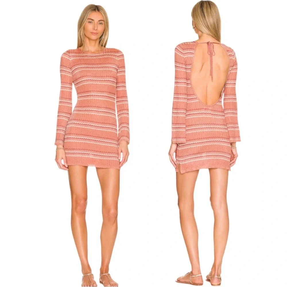 NWT l*space Waloma Tunic Shimmery Chevron‎ Peach Orange Swim Cover Up XL